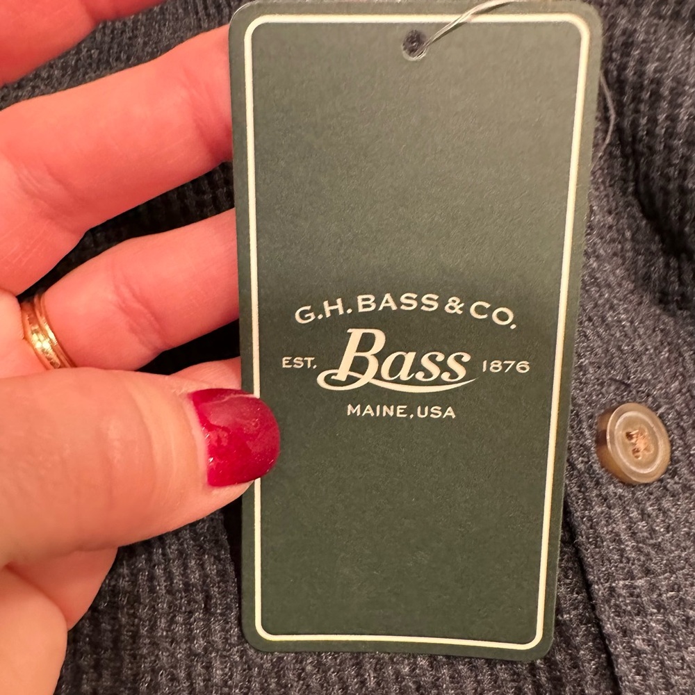G.H. Bass & Co. Blue Heather Long Sleeve Henley Shirt, X-large - Picture 4 of 5